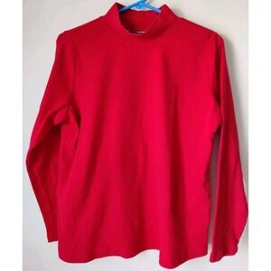 Karen Scott Women's Mock Neck Top Red 100% Cotton Size Large Casual Business